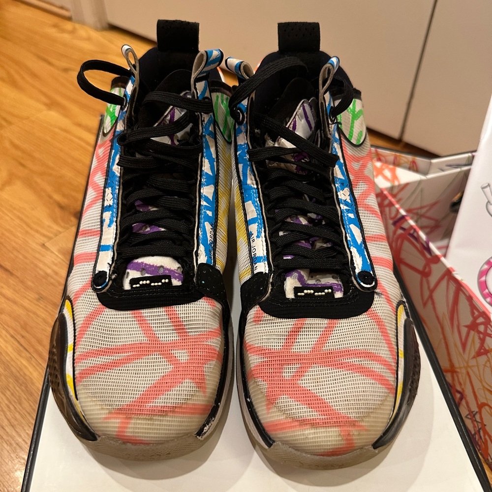 Air Jordan XXXIV Zion PE kids size 4.5Y multi color. Pre Loved Condition.